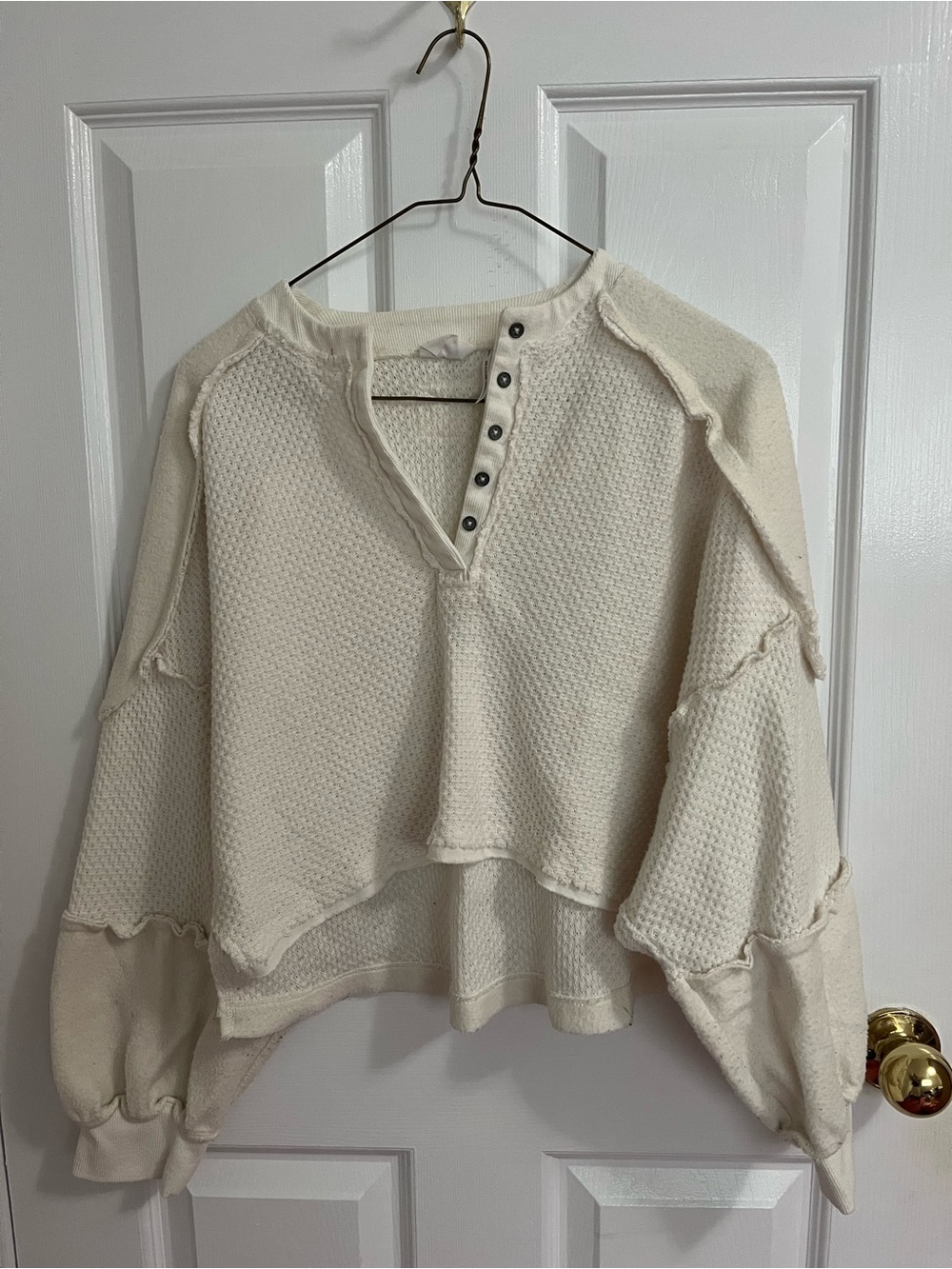 Out From Under Mel Cozy Henley Top in Ivory SIZE S - Picture 2 of 4